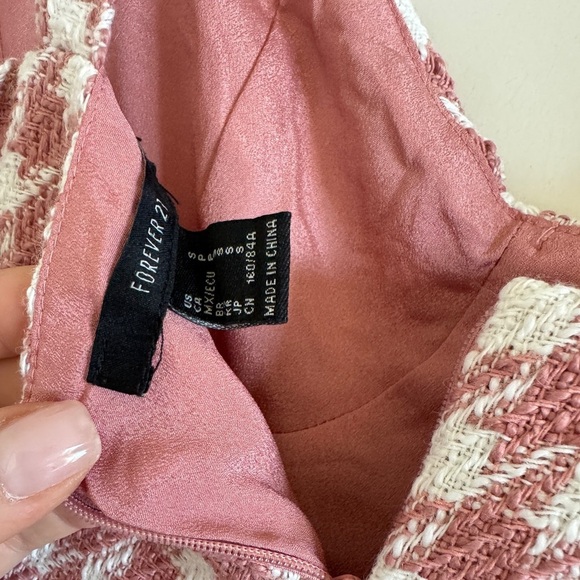 Forever 21 Pink and White Plaid Mini Tweed Dress S - Picture 3 of 11